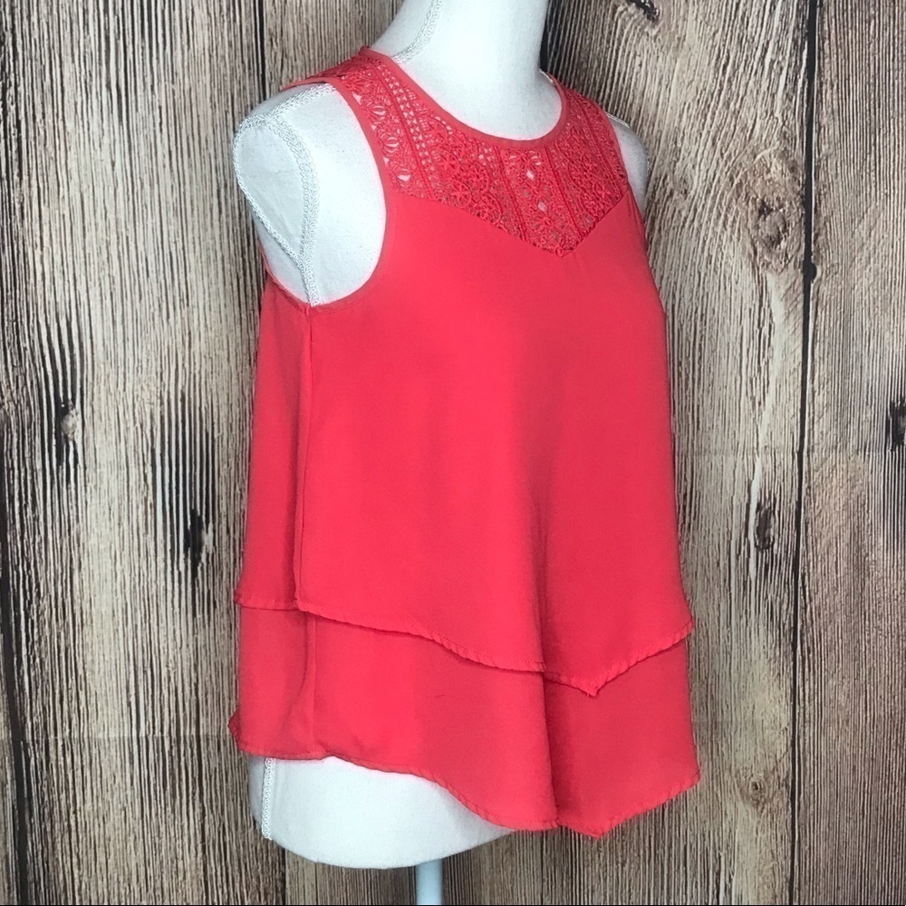 MONTEAU SMALL SALMON COLOR LAYERED TANK TOP